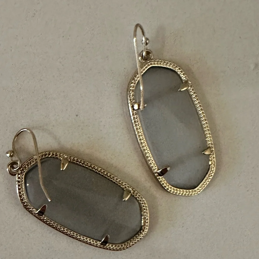 Kendra Scott Elle Slate Cat’s Eye Drop Earrings in Gold Frame